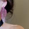 Silver Needle Diamond Leaf Tassel Earrings Luxury Exaggeration Heavy Industry Earrings Design Sense Niche Earrings Women