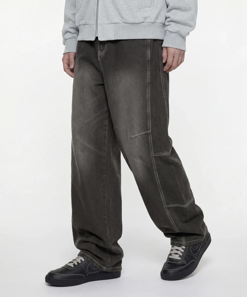 Age O.D. Curved Wash Cut-Out Wide Denim Pants [Dust Black]