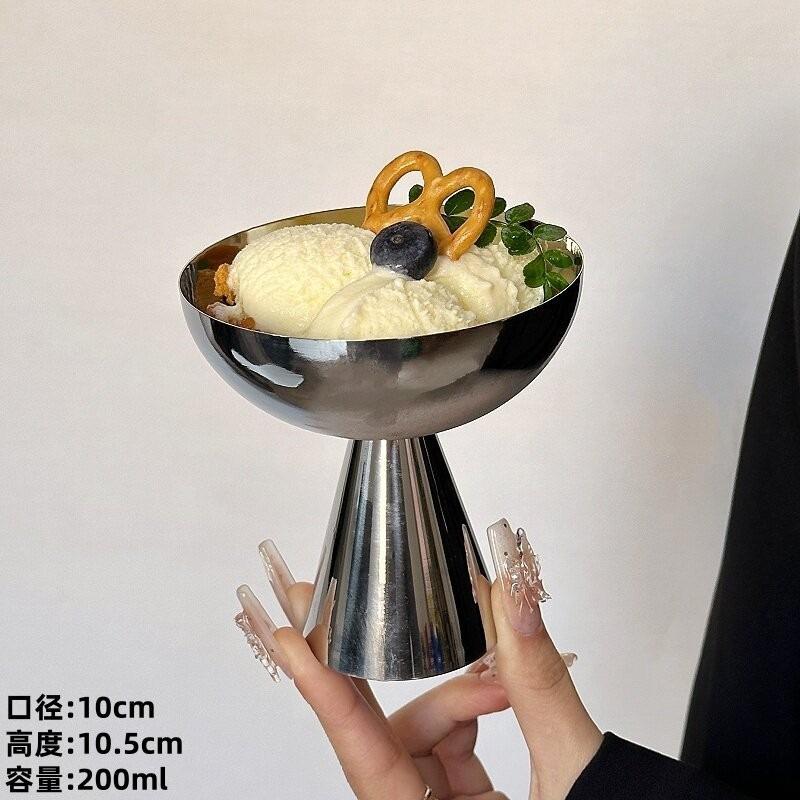 Retro Edelstahl Eisbecher Ins Stil Pudding Dessertbecher Obst Joghurt Salat Servierschale Hohe Basis Schüssel Bar Geschirr