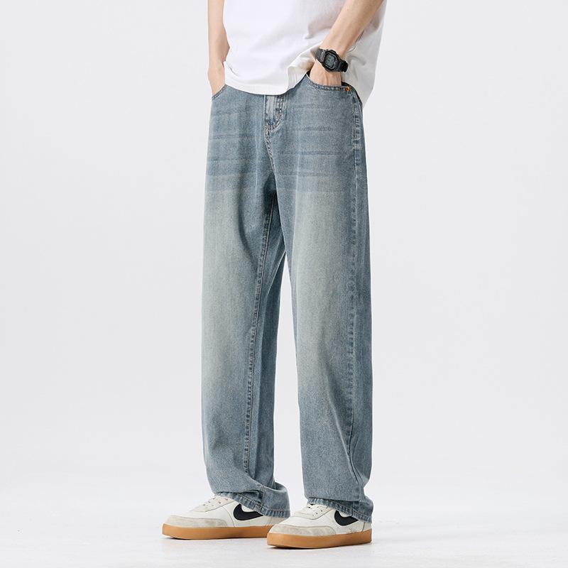 Lyocell Tencel Jeans Men's Summer Thin Cool Comfortable Vertical Loose Straight Pants