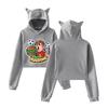 Fashion Icrimax Burgerpommes Printed Kawaii Crop Top Hoodie Funny Cropped Short Sweatshirt Hooded Pullover Women Tops Streetwear