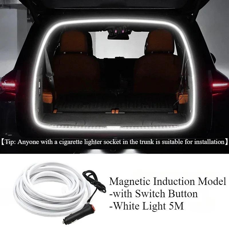 Universal LED Car Trunk Lighting Strip With Cigarette Lighter Induction 5 Meters Free-Cut Waterproof Soft Decorative Light Bar