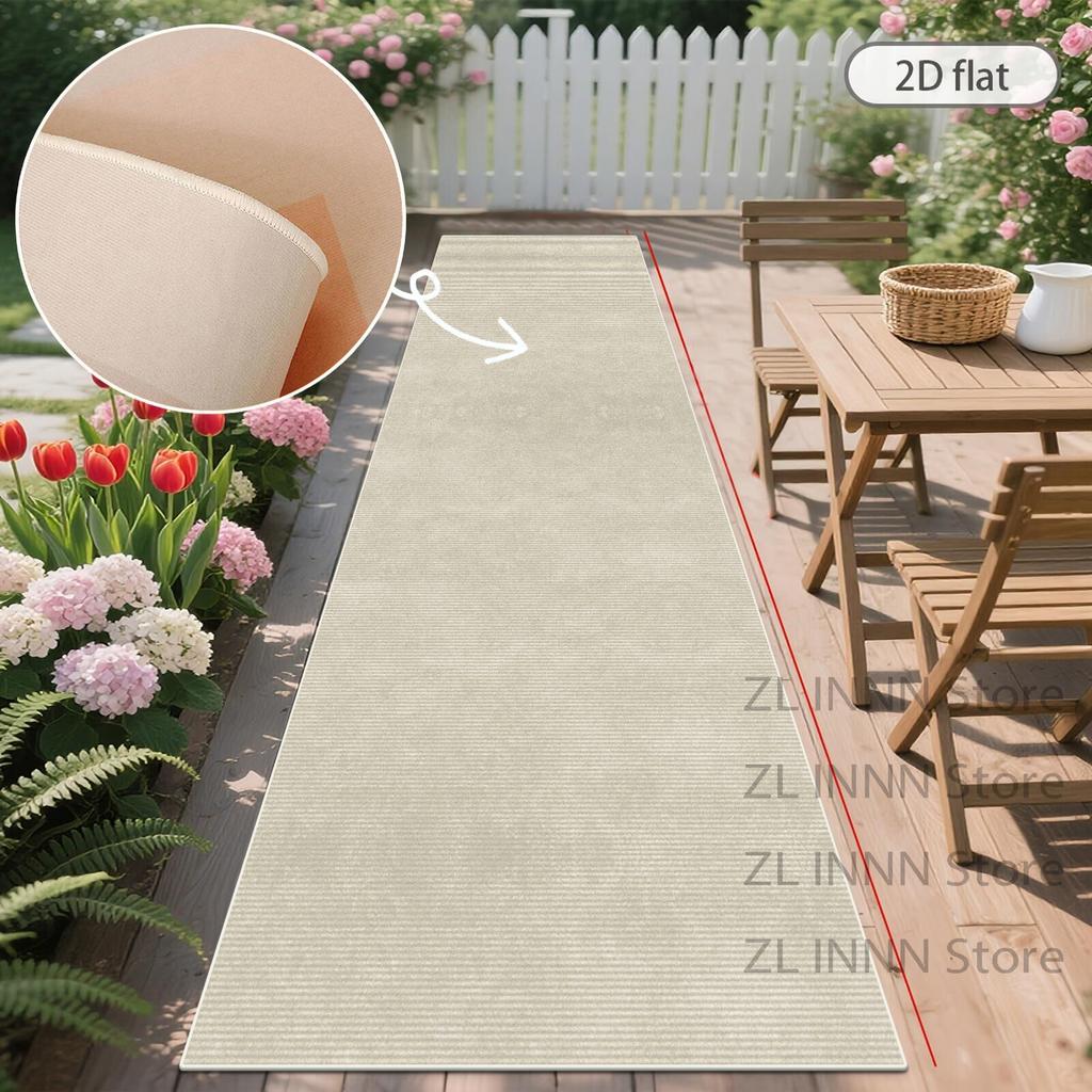 Cream Beige Long Runner Rug Outdoor Patio Non-slip Washable Runner Mat Decoration Home Living Room Kitchen Carpet Track Corridor