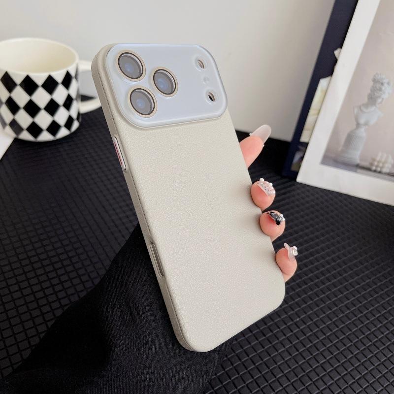 Applicable To Apple 17promax Lychee Leather Mobile Phone Case Comes with Lens Film IPhone 16 Anti Fall Pc Protection Case