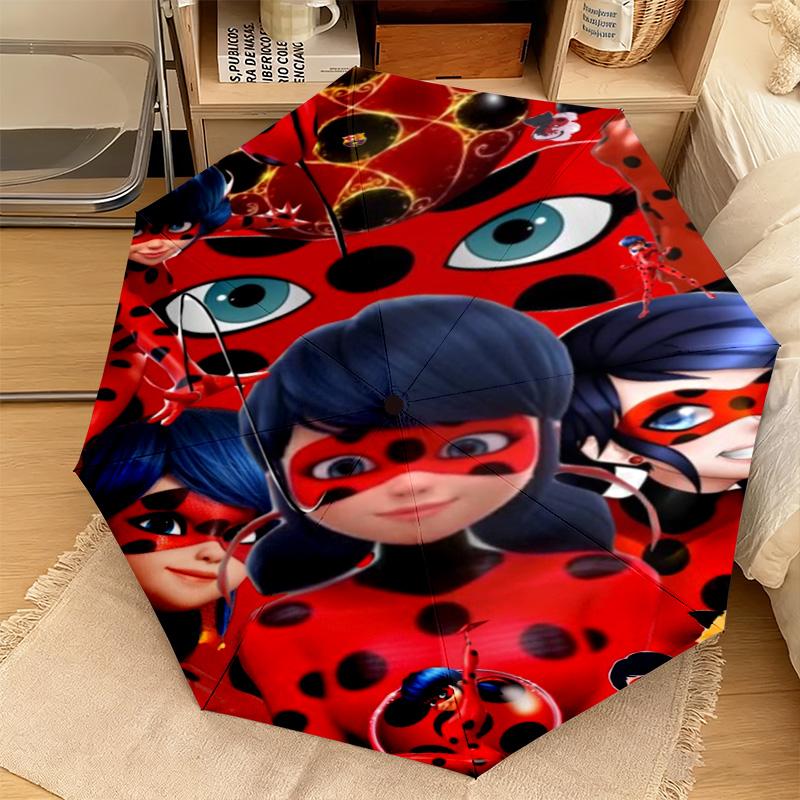 Wunderbare Ladybug Thema Automatischer Regenschirm Geeignet für Reisen Tragbarer Regenschirm Outdoor Sonnenschirm Geschenk Tägliche Notwendigkeiten