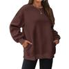 Fleece thickened pocket sweater women, loose round neck clothes in autumn and winter