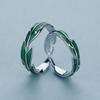 2x Green Plantain Open Rings for Women Men Gifts Vintage Leaves Finger Ring