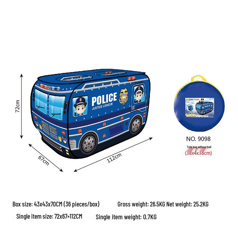 Kids' Police Car & Fire Truck Play Tent - Indoor/Outdoor Foldable Playhouse