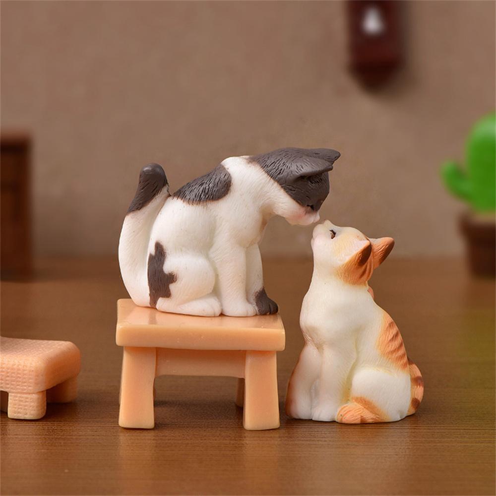 1PC Resin Cats Ornament Kitten Figurine Animal Miniature Fairy Garden Doll House Decoration DIY Micro Landscape Home Decoritions