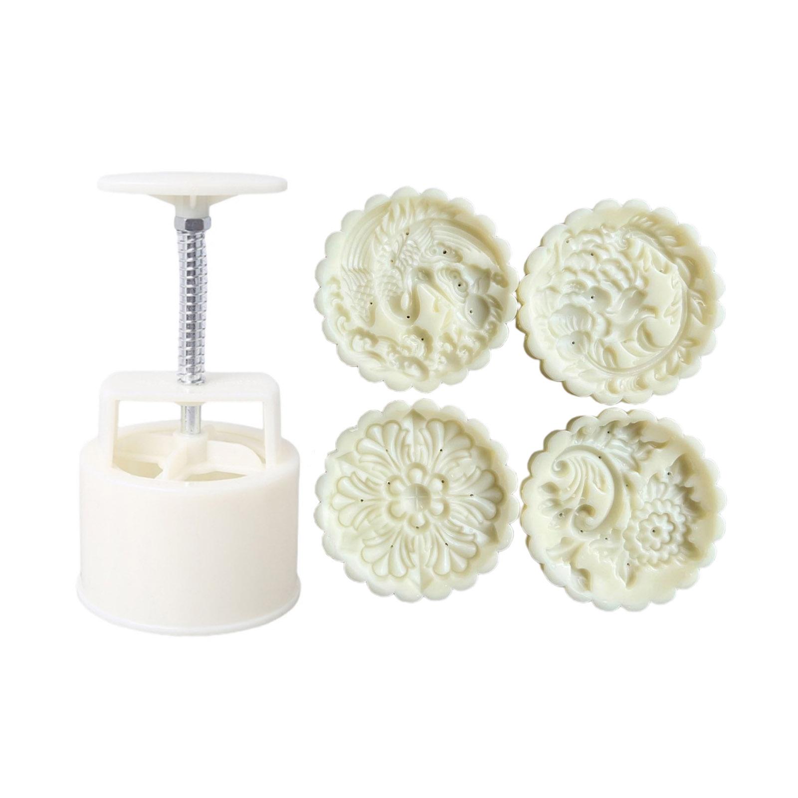 Plastic Mooncake Stamp Cute Flower Shape Mooncake Mold Festival DIY Hand Press Mooncake Cutters Pastry Decorating Gadget
