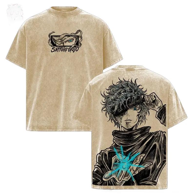 

Anime Jujutsu Kaisen Gojo Satoru T Shirt Geto Suguru Printed Vintage Washed Streetwear For Men s Clothing Oversized Cotton Tees XXL