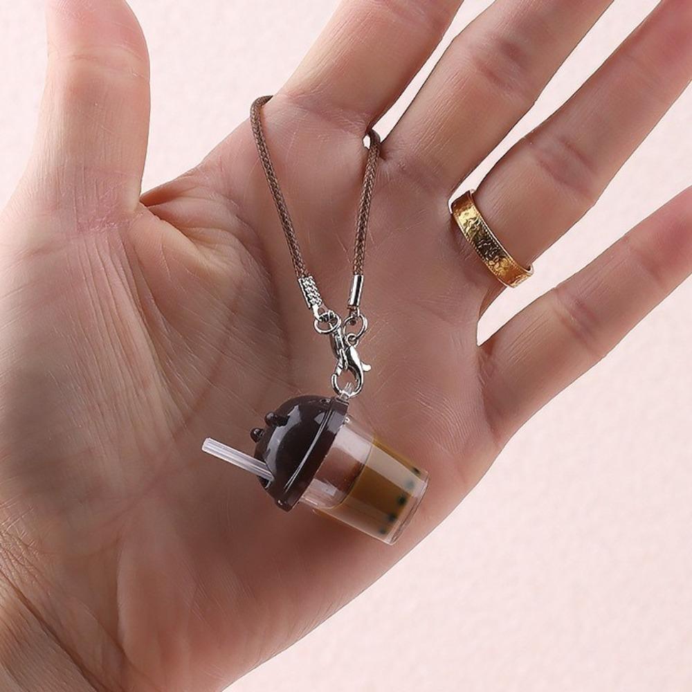 Resin Milk Tea Pendant Bubble Tea Coffee Cup Keychain Cute Handbag Pendant  for Women Girls