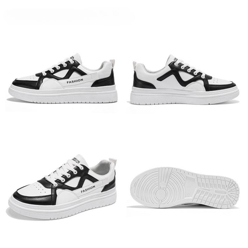 Men's Casual Pu Sneakers Fashion Breathable Platform Running Shoes Spring New Lace Up Lightweight Comfortable Skateboard Shoes