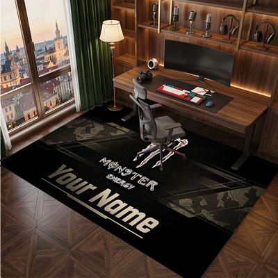Monster Energy Personalized Crystal Velvet Carpet, Customized Name Text Soft Anti‑Slip Rug for Living Room Bedroom