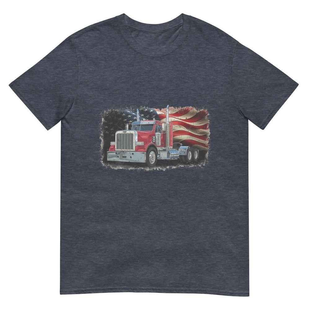 Driver Trucker Us Flag Semi Truck Patriotic 4th Of July Unisex TShirt