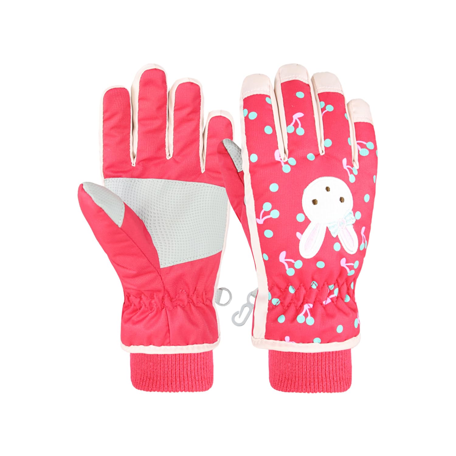 

Winter Ski Waterproof and with and Waterproof Windproof and Fleece and Loss Perfect for Snowball and Winter Outdoor S years Rabbit Kids Mittens,