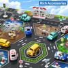 Kids Airplane Toy Racing Tracks Toy for Kids 3 4 5 6 7 Boys - Toy Airplane Small with 8 Car Toy, Garage Parking Lot, Car Carpet for Kids Playmat,