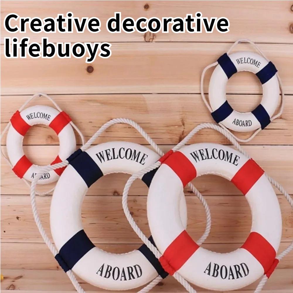 Wall Ornament Life Buoy Foam Aboard Nautical Life Lifebuoy Ring Boat Wall Hanging Mediterranean Style Home Decoration