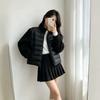 Design sense knitted sleeves splicing down cotton-padded clothes women's winter small people thickened warm bread clothes cotton-padded jacket
