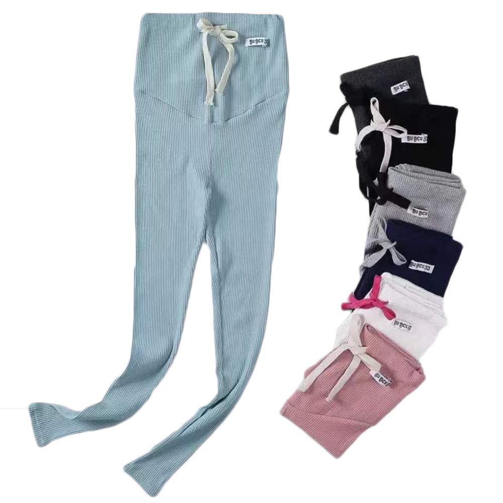 

Women s Maternity Leggings, Ribbed Leggings, Loungewear for Spring and Autumn, Stretch Leggings with Adjustable Waist, Blue, Size L