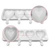 4 Cavities Ice Cream Molds 3D Heart Shape Popsicle Mold Silicone Mold for DIY Ice Cream Puree Yogurt