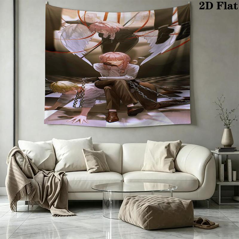 Chainsaw Man Wall Tapestry Aesthetic Wall Hanging Printed Fabric Blanket Decorative Tapestries For Bedroom Living Room Home Decor