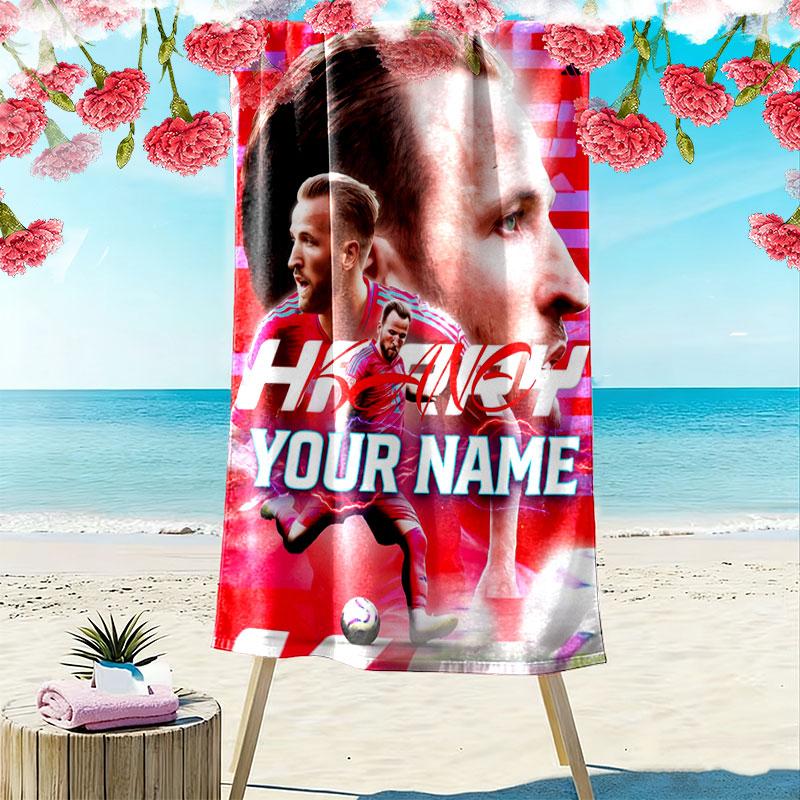 Custom Soccer Print Beach Towel, Large Soft Quick Dry Towel for Beach Camping Swimming