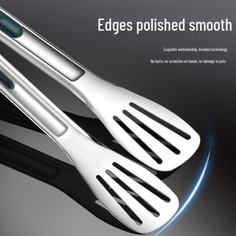 Stainless Steel Korean BBQ & Kitchen Tongs: Bread, Steak, or Barbecue Tongs with Three-Line Grip