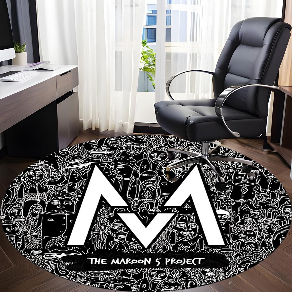 1PC Maroon 5 Band Office Round Rug - Perfect for Office or Study Decor, Machine Washable, Non-Slip Backing, Decorative Floor Mat