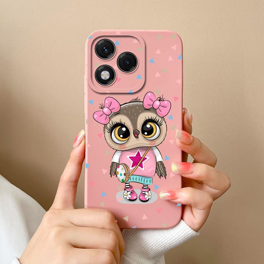 Für Huawei Honor X6b 400 Lite X9c X7c X60 X5b X8 X8c Schöne Katze Eule Muster Quadrat Weiche Flüssigkeit Silikon Anti Fingerprint Shell Für Huawei Stoßstange Abdeckung