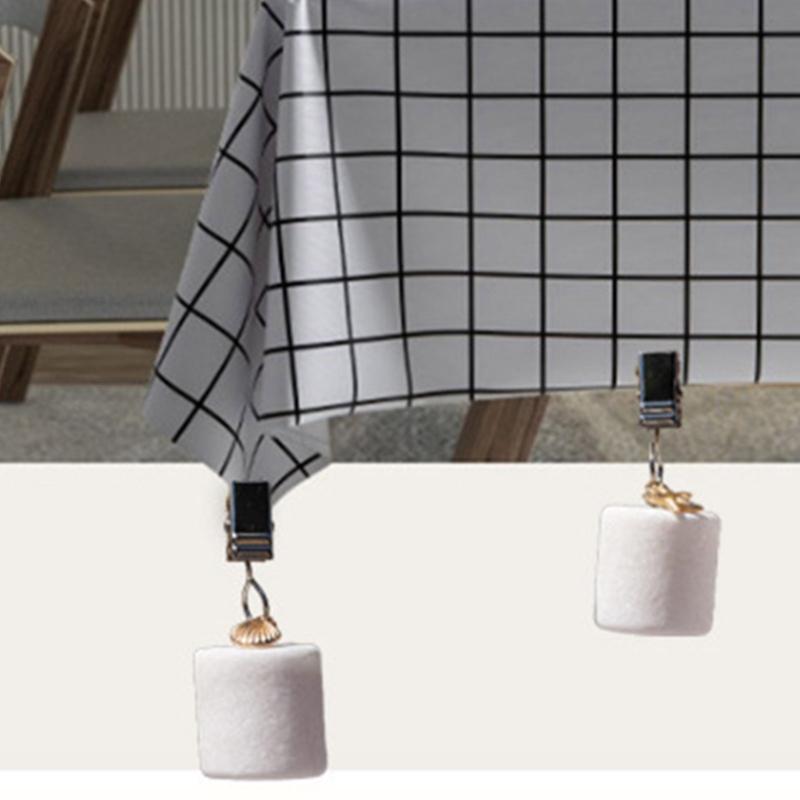 Stainless Steel Tablecloth Clamps With Natural Marble Stone Textured Elegant Cylinder Design For Modern Dining Tables