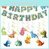 Dinosaurier-Themen-Party-Dekorations-Set Mit Banner und Spiral-Hängern Für Kinder-Geburtstagsfeier