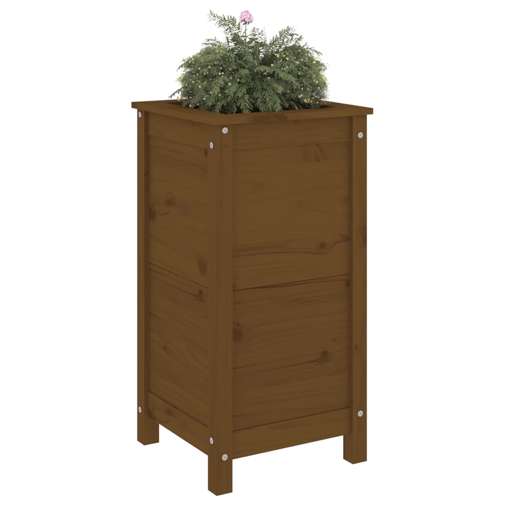 Plant Pot Honey Brown 40 X 40 X 78 Cm Solid Pine Wood