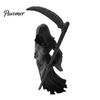 Mystical Fantasy Room Accents 3D Printed Female Grim Reaper Statue, Hooded Faceless Gothic Resin Figurine with Detachable Dark Academia Bookshelf