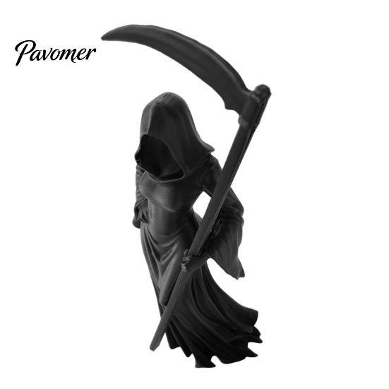 Mystical Fantasy Room Accents 3D Printed Female Grim Reaper Statue, Hooded Faceless Gothic Resin Figurine with Detachable Dark Academia Bookshelf