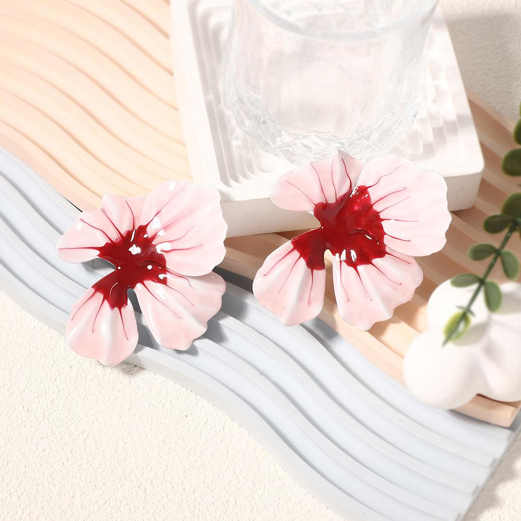 Neue Bohemian Öltropfenfarbe übertriebene große Blume Mode Trend Ohrringe, Nischen-Design Damenmodelle