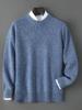 Men's Thick 100% Pure Wool Round Neck Sweater for Autumn/Winter - Soft, Knitted, and Loose Fit