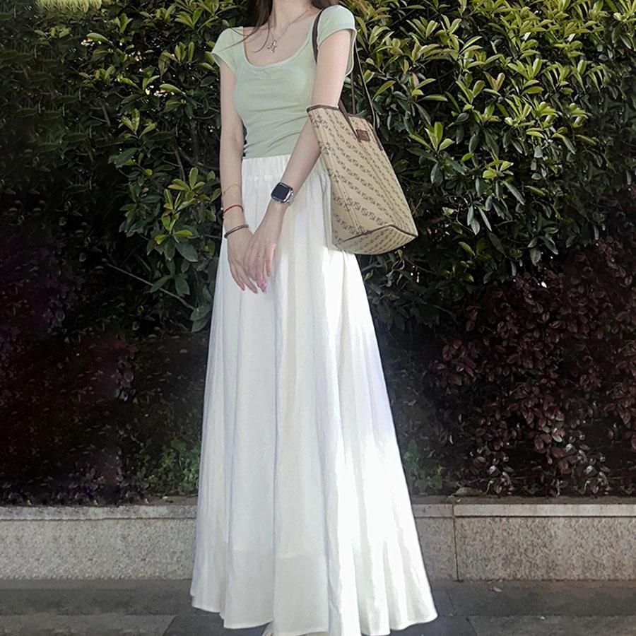 Damen Frühling/Sommer Weicher Stil Weiß High-Waist Slim-Fit Midi-Rock - Eleganter Femininer Halbrock