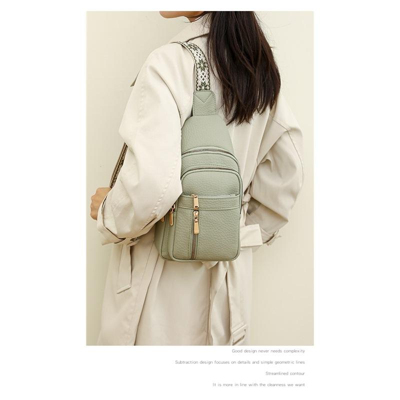 Die neue Damen PU Brusttasche Einfach und leicht, Mehrfachteiliges lässiges Messenger Bag, Einfarbige Allround-Umhängetasche