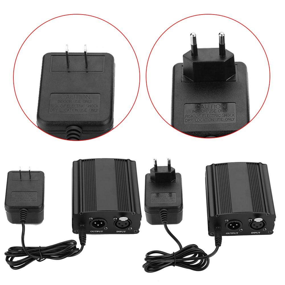 RANNYY Microphone Power Supply 48V Phantom Power Adapter for Condenser Microphones Mini 1-Channel US Regulations