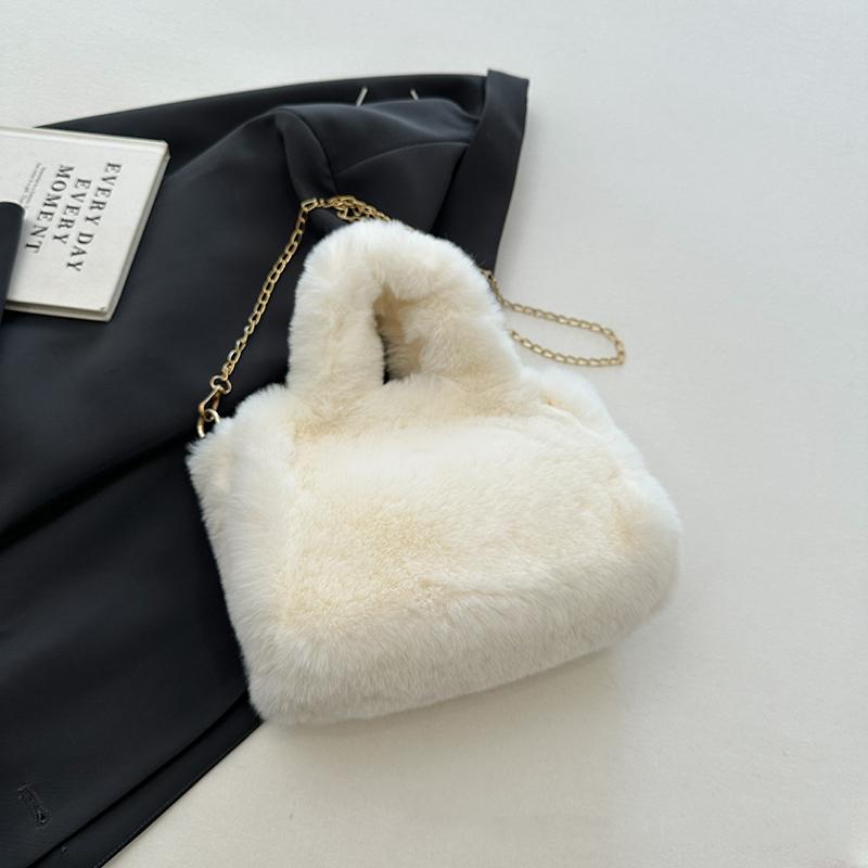 Winter Faux Fur Shopper Tote Bag for Women Plush Handbag Designer Fluffy Wool Shoulder Bag Women Furry Crossbody Messenger Bag KTB
