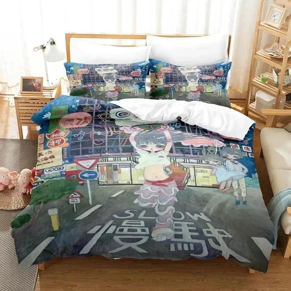 Anime Aya Takano Bedding Set 3D Duvet Cover Bed Set Quilt Cover Pillowcase Comforter King Queen Size Boys Adult Bedding Set