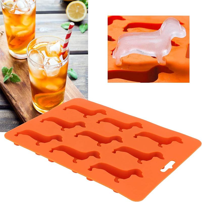 Cute Dachshund Dog Shaped Silicone Ice Cube Mold And Tray For Drink Ice Maker Candy Chocolate Biscuit Fondant Cupcake Cake Decor