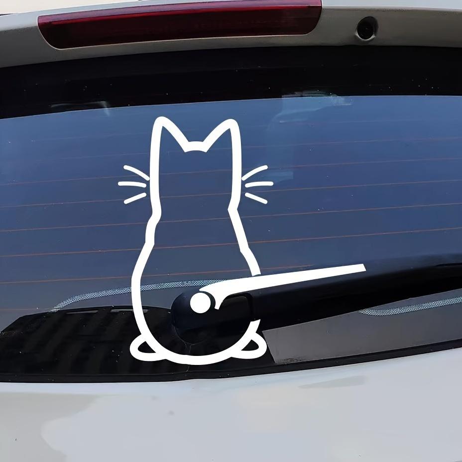 1pc Adorable Cat Rain Wiper Personality Sticker for Home Toilet Door, Window, Indoor Outdoor Electric Vehicle Car Decal