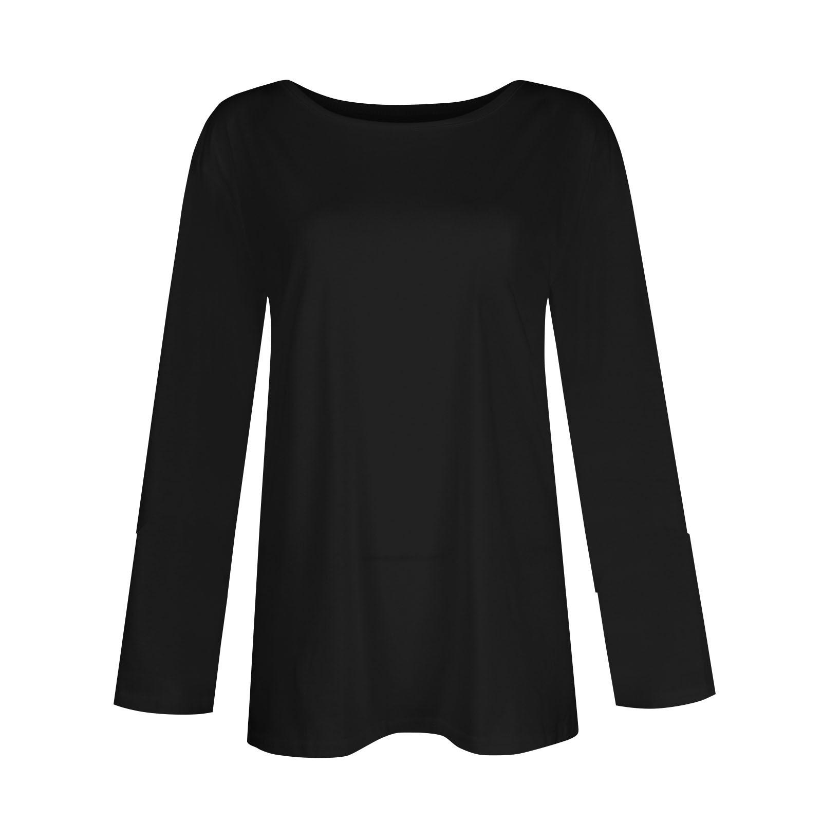 Женский повседневный однотонный топ с круглым вырезом и длинными рукавами XXL розовый — фото 5