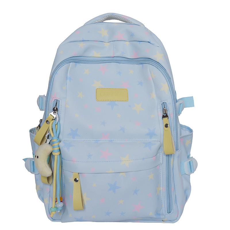 College-style Backpack for Female Junior High School Students, Korean Versi, Large Capacity, Five-pointed Star Backpack for Hi