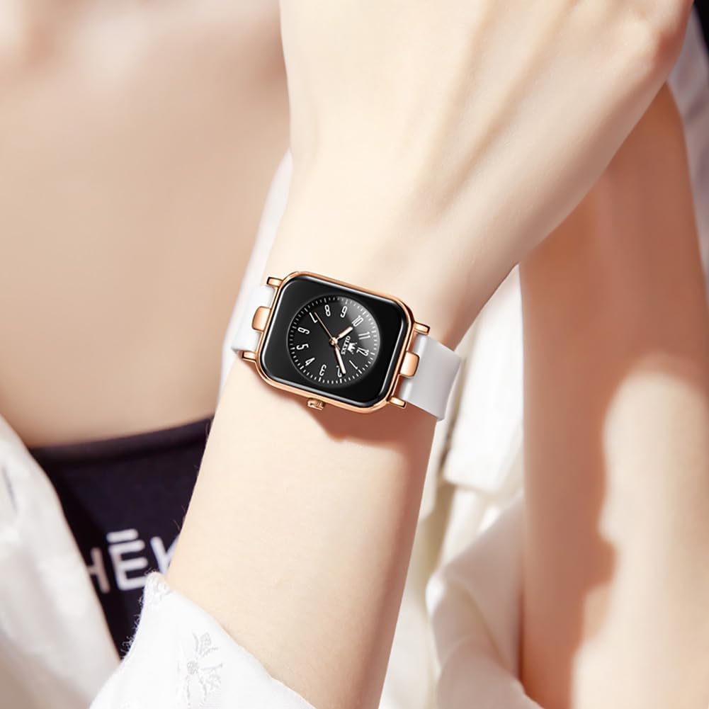 OLEVS Silicone Japanese Quartz Easy to Gift watch for White Women's Watch, Band, Waterproof, Luminous, Watch, See, Popular, Stylish, Beautiful,