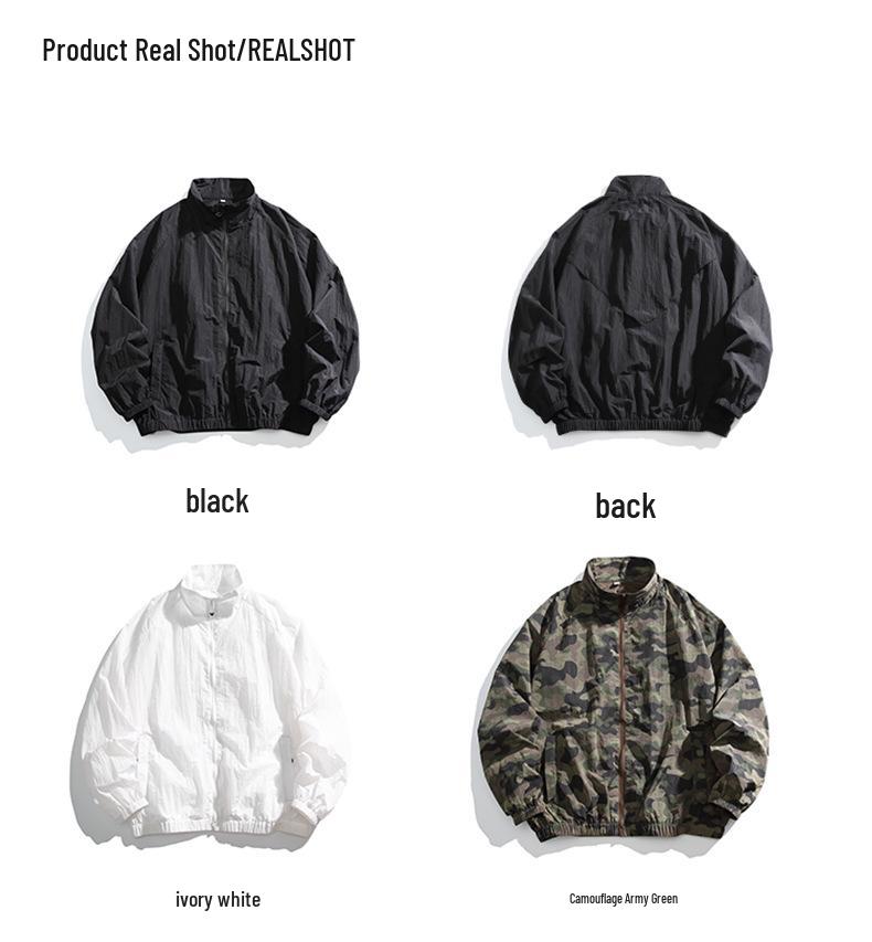 Unisex Lightweight Quick-Dry Stand Collar UV Protection Hiking Jacket