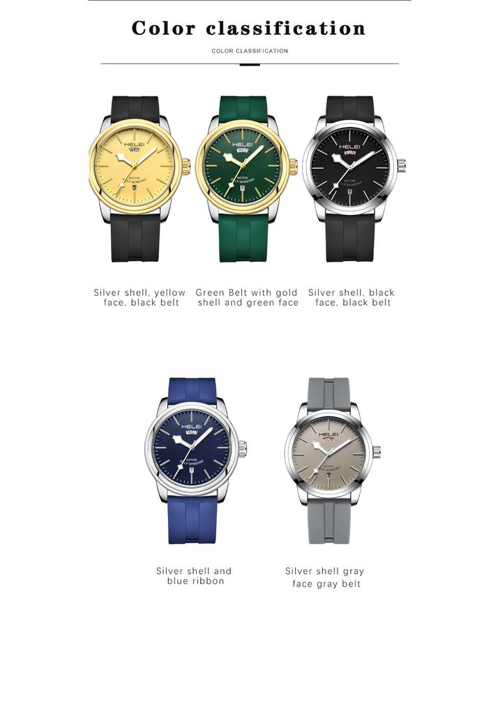 HELEI Sport Men Watch Top Brand Luxury Military Army Waterproof Male Clock Quartz Business Original Silicone Wristwatch 9020AJ