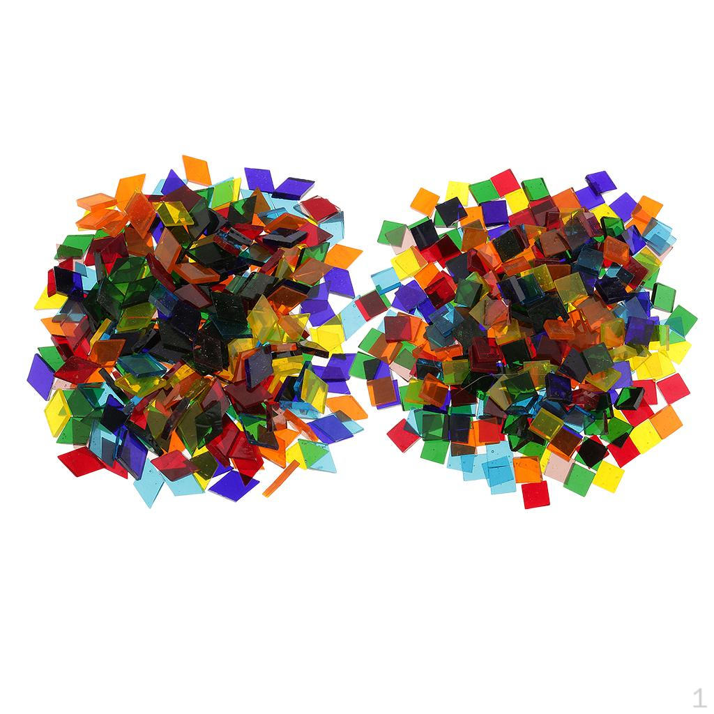 

320г Квадратные и ромбовидные стеклянные мозаичные плитки тессера для рукоделия, смешанные цвета, 10x10мм